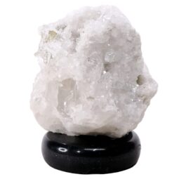 Clear Quartz Druze Lamp on Marble Base – White LED Bulb N2301 | Crystal Factory