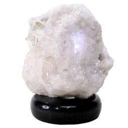 Clear Quartz Druze Lamp on Marble Base – White LED Bulb N2301 | Crystal Factory