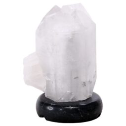 Clear Quartz Druze Lamp on Marble Base – White LED Bulb N2302 | Crystal Factory