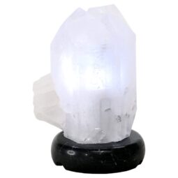 Clear Quartz Druze Lamp on Marble Base – White LED Bulb N2302 | Crystal Factory