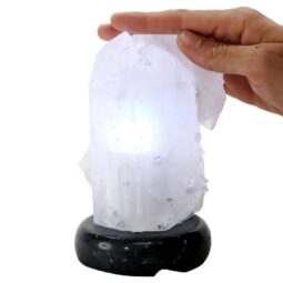 Clear Quartz Druze Lamp on Marble Base – White LED Bulb N2302 | Crystal Factory