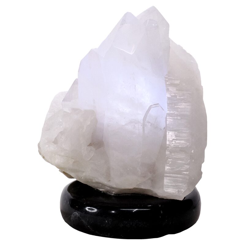 3.7kg Clear Quartz Druze Lamp on Marble Base ? White LED Bulb N2303 4 Clear Quartz Druze Lamp on Marble Base – White LED Bulb N2303 | Crystal Factory