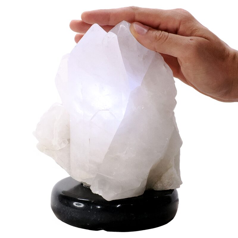 3.7kg Clear Quartz Druze Lamp on Marble Base ? White LED Bulb N2303 5 Clear Quartz Druze Lamp on Marble Base – White LED Bulb N2303 | Crystal Factory