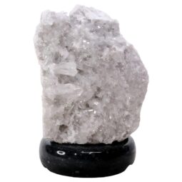 Clear Quartz Druze Lamp on Marble Base – White LED Bulb N2304 | Crystal Factory