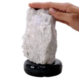 Clear Quartz Druze Lamp on Marble Base – White LED Bulb N2304 | Crystal Factory