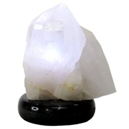 Clear Quartz Druze Lamp on Marble Base – White LED Bulb N2306 | Crystal Factory