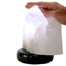 Clear Quartz Druze Lamp on Marble Base – White LED Bulb N2306 | Crystal Factory