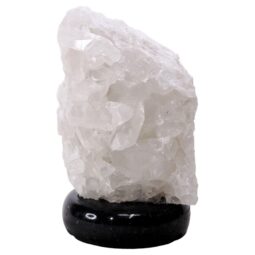 Clear Quartz Druze Lamp on Marble Base – White LED Bulb N2307 | Crystal Factory