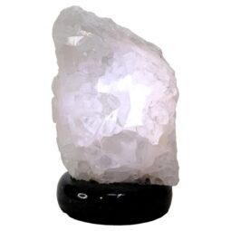 Clear Quartz Druze Lamp on Marble Base – White LED Bulb N2307 | Crystal Factory