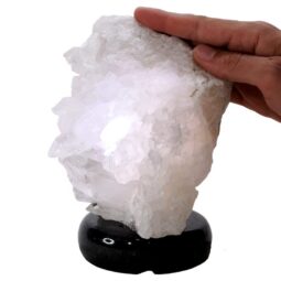 Clear Quartz Druze Lamp on Marble Base – White LED Bulb N2307 | Crystal Factory