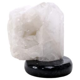 Clear Quartz Druze Lamp on Marble Base – White LED Bulb N2308 | Crystal Factory