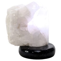 Clear Quartz Druze Lamp on Marble Base – White LED Bulb N2308 | Crystal Factory