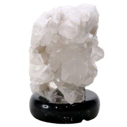 Clear Quartz Druze Lamp on Marble Base – White LED Bulb N2309 | Crystal Factory