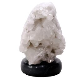 Clear Quartz Druze Lamp on Marble Base – White LED Bulb N2310 | Crystal Factory