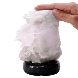 Clear Quartz Druze Lamp on Marble Base – White LED Bulb N2310 | Crystal Factory