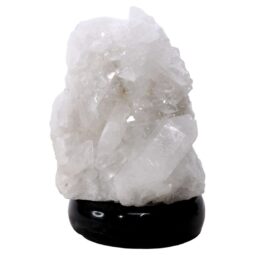 Clear Quartz Druze Lamp on Marble Base – White LED Bulb N2311 | Crystal Factory