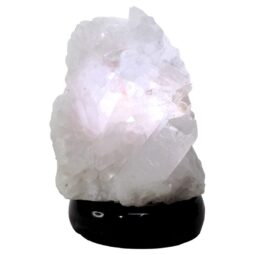 Clear Quartz Druze Lamp on Marble Base – White LED Bulb N2311 | Crystal Factory