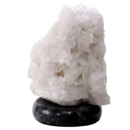 Clear Quartz Druze Lamp on Marble Base – White LED Bulb N2312 | Crystal Factory