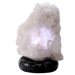Clear Quartz Druze Lamp on Marble Base – White LED Bulb N2312 | Crystal Factory