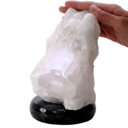 Clear Quartz Druze Lamp on Marble Base – White LED Bulb N2312 | Crystal Factory