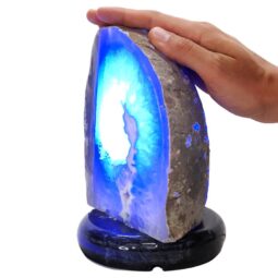 Blue Agate Crystal Lamp with Marble Base - Blue LED - N2315 | Crystal Factory