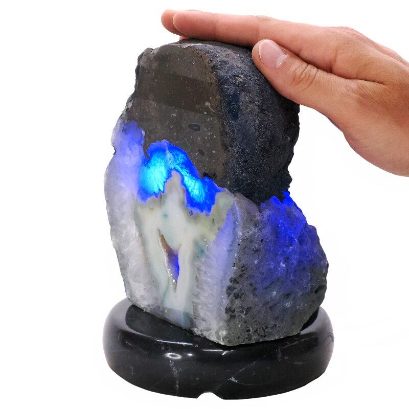 3.3kg Blue Agate Crystal Lamp with Marble Base - Blue LED - N2317 4 Blue Agate Crystal Lamp with Marble Base - Blue LED - N2317 | Crystal Factory