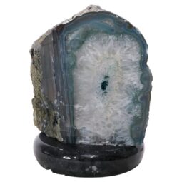 Blue Agate Crystal Lamp with Marble Base - Blue LED - N2318 | Crystal Factory