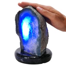 Blue Agate Crystal Lamp with Marble Base - Blue LED - N2318 | Crystal Factory