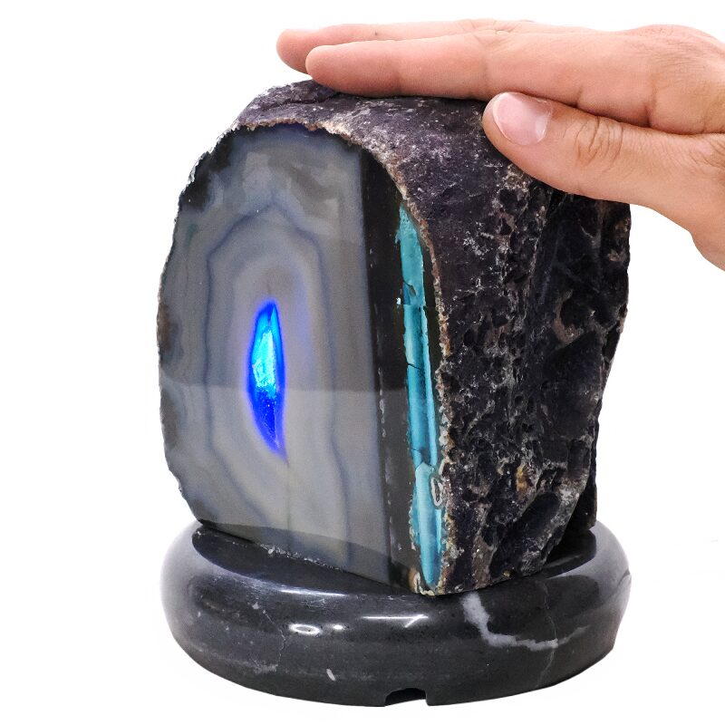3.2kg Blue Agate Crystal Lamp with Marble Base - Blue LED - N2319 4 Blue Agate Crystal Lamp with Marble Base - Blue LED - N2319 | Crystal Factory