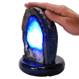 Blue Agate Crystal Lamp with Marble Base - Blue LED - N2321 | Crystal Factory