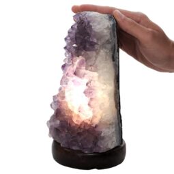 Amethyst Lamp on Marble Base - White LED Bulb P2182 | Crystal Factory