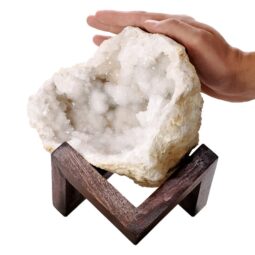Calcite Geode on Timber Stand 12cm S1590 | Crystal Factory