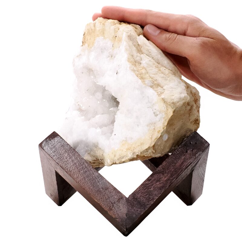 3kg Calcite Geode on Timber Stand 12cm S1597 4 Calcite Geode on Timber Stand 12cm S1597 | Crystal Factory