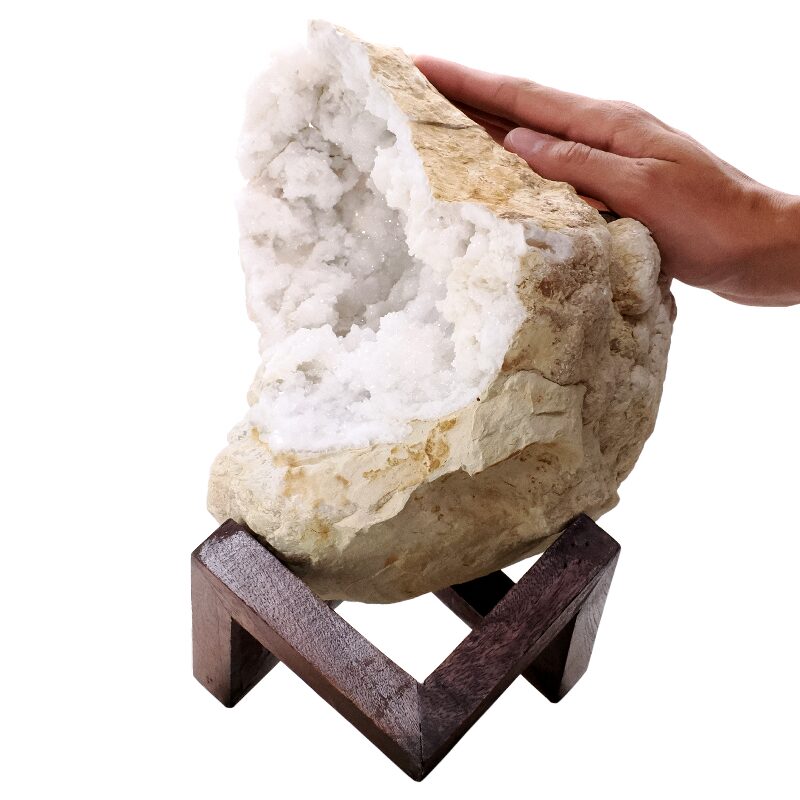 5.9kg Calcite Geode on Timber Stand 12cm S1600 4 Calcite Geode on Timber Stand 12cm S1600 | Crystal Factory