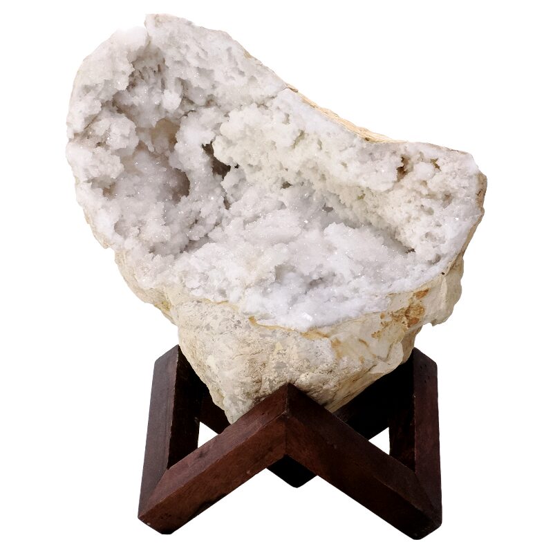 5.9kg Calcite Geode on Timber Stand 12cm S1600 3 Calcite Geode on Timber Stand 12cm S1600 | Crystal Factory