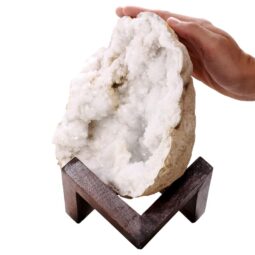 Calcite Geode on Timber Stand 12cm S1608 | Crystal Factory