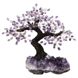 Amethyst Gemstone Bonsai Tree on Amethyst Cluster 48 Branches T3168 | Crystal Factory