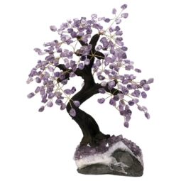 Amethyst Gemstone Bonsai Tree on Amethyst Cluster 48 Branches T3169 | Crystal Factory