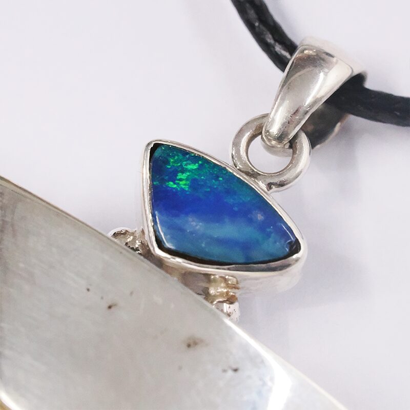 Megalodon Shark Tooth Necklace with Fire Opal V56 4 Megalodon Shark Tooth Necklace with Fire Opal V56 | Crystal Factory