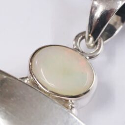Megalodon Shark Tooth Necklace with Fire Opal V57 | Crystal Factory