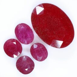 African Faceted Ruby Stones Parcel 5 pieces B800 | Crystal Factory