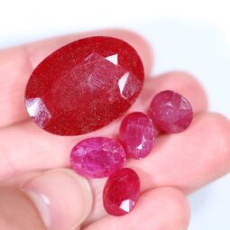 African Faceted Ruby Stones Parcel 5 pieces B800 | Crystal Factory