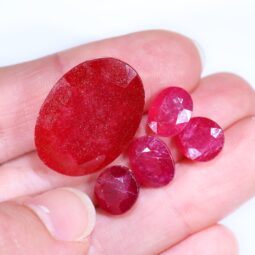 African Faceted Ruby Stones Parcel 5 pieces B801 | Crystal Factory
