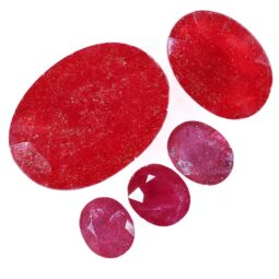 African Faceted Ruby Stones Parcel 5 pieces B803 | Crystal Factory