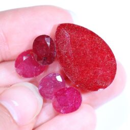 African Faceted Ruby Stones Parcel 6 pieces B807 | Crystal Factory