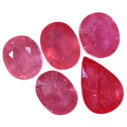 African Faceted Ruby Stones Parcel 5 pieces B834 | Crystal Factory