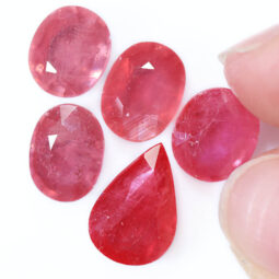 African Faceted Ruby Stones Parcel 5 pieces B834 | Crystal Factory