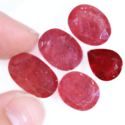 African Faceted Ruby Stones Parcel 5 pieces B835 | Crystal Factory