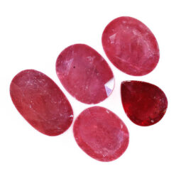 African Faceted Ruby Stones Parcel 5 pieces B835 | Crystal Factory