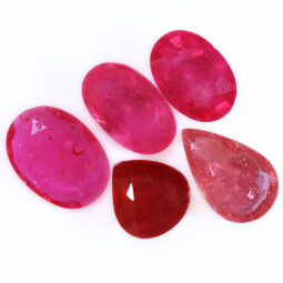 African Faceted Ruby Stones Parcel 5 pieces B836 | Crystal Factory